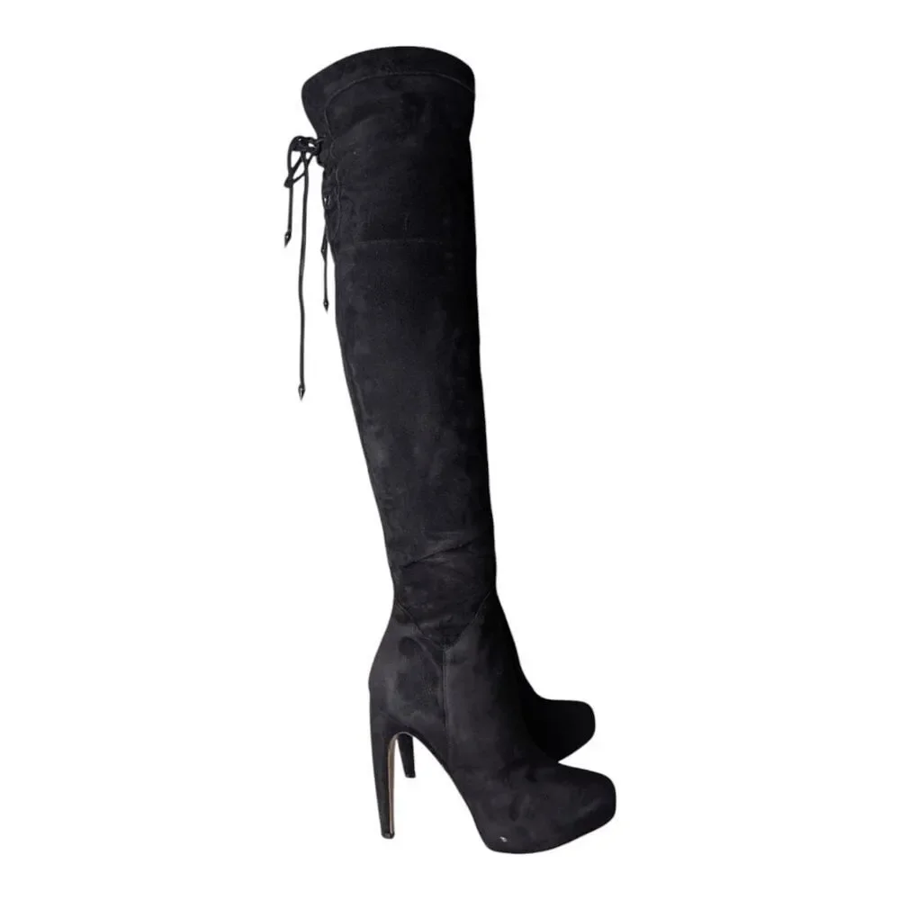 SAM EDELMAN Kayla Black Suede Over The Knee Boot Size 8M